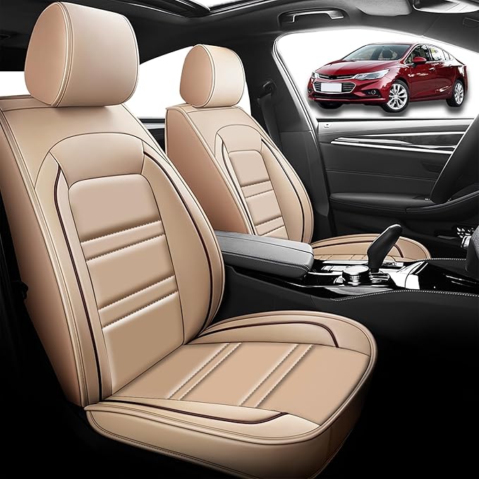Seat Cover for Chevy Cruze 2011-2019 | Car Seat Covers Front Seats, Waterproof Seat Protectors, Automotive Front Seat Covers (Front Seat, Beige)