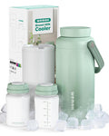 Breast Milk Cooler Bottle-24H Double-Layer Cooling, TSA Approved, 2 Leakproof Bottles & Ice Packs, (Non-Toxic BPA) for Travel, Work, Night Pumping, Gift for New Moms (Green)