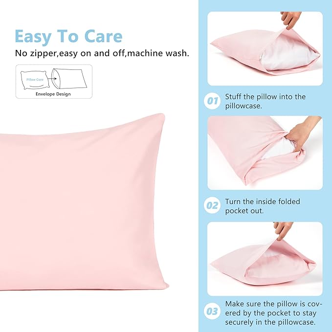 TILLYOU Toddler Pillowcase 2 Pack with Envelope Closure,13" x 18" Silky Soft Microfiber Travel Kids Pillowcase for Boys and Girls,Gray & Pink