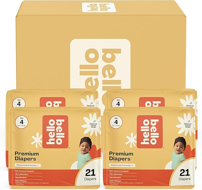 Hello Bello Diapers, Size 4 (22-37 lbs) Superstars - 84 Count Value Pack of Premium Disposable Baby Diapers, Hypoallergenic with Soft, Cloth-Like Feel