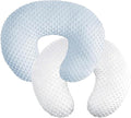 iEvolve Minky Nursing Pillow Cover Breast Feeding Pillow Cover Slipcover U Shape for Baby Boy Girl,Cover Only(Babyblue&White, Pack of 2)