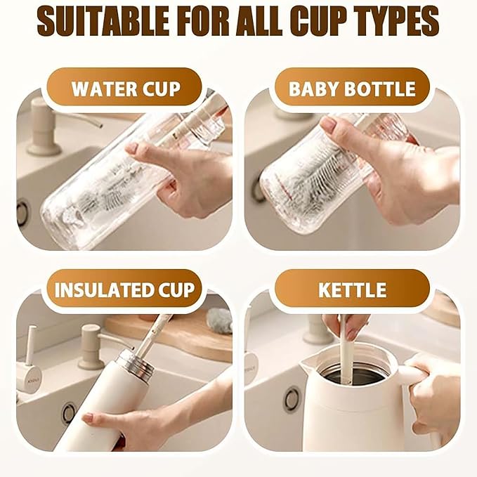 3Pcs 360° Flexible Silicone Bottle Brush with Long Handle Multifunction Flexible, Deep Cleaning for Narrow Neck Bottles, Baby Bottles, Water Bottles (Lavender Blue)