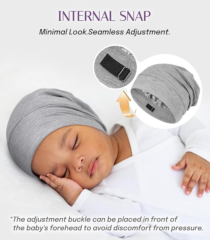 OLESILK Silk Baby Bonnet for 0-6 Months - 100% Mulberry Silk Toddler Hair Bonnet, Adjustable Night Cap for Sleeping