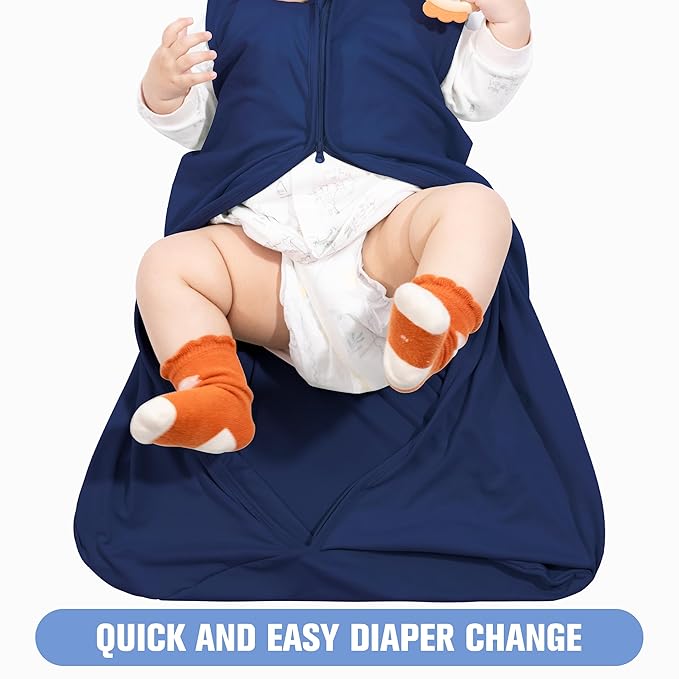Baby Sleep Sack 18-24 Months Baby Wearable Blanket 100% Rayon Cotton 2-Way Zipper Toddler Sleeping Sack，Comfy Soft Lightweight TOG 0.3(Cyan)