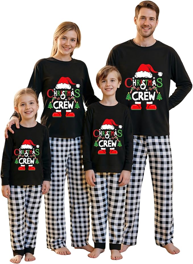 Awoscut Christmas Family Matching Pajamas Christmas Pjs Holiday Nightwear Sleepwear Sets Long Sleeve Pjs