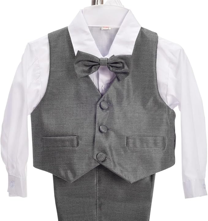 Dressy Daisy Baby Toddler Boy 5 Pcs Set Formal Tuxedo Suits No Tail Wedding Christening Baptism Outfits