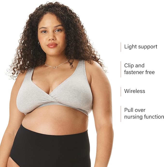 Motherhood Maternity Womens Soft Cotton Spandex Wrap Front Maternity & Nursing Sleep Bralette Bra S-3x