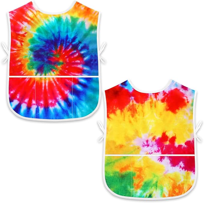 SATINIOR 2 Pieces Kids Art Smock Toddler Apron Waterproof Painting Artist Apron Sleeveless with 3 Pocket for Age 3-10 Years