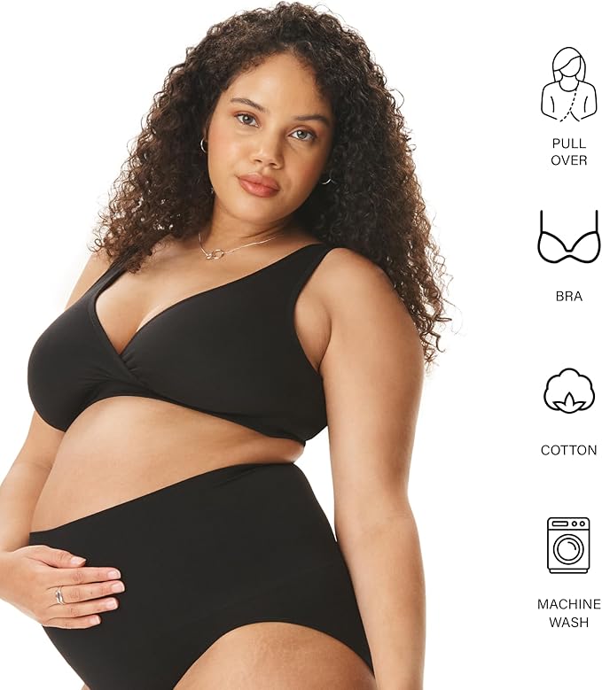 Motherhood Maternity Womens Soft Cotton Spandex Wrap Front Maternity & Nursing Sleep Bralette Bra S-3x