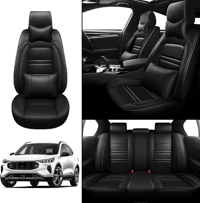Car Seat Covers for Ford Escape 2001-2025 | 5-Seats Seat Covers, Waterproof Seat Protectors, Automotive Seat Covers (Full Set with Pillow,Black)
