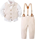 SANGTREE Boys Cotton Linen Suit Formal Set Baby Clothes Boy Gentleman Wedding Ring Bearer Outfits, 3 Months - 9 Years