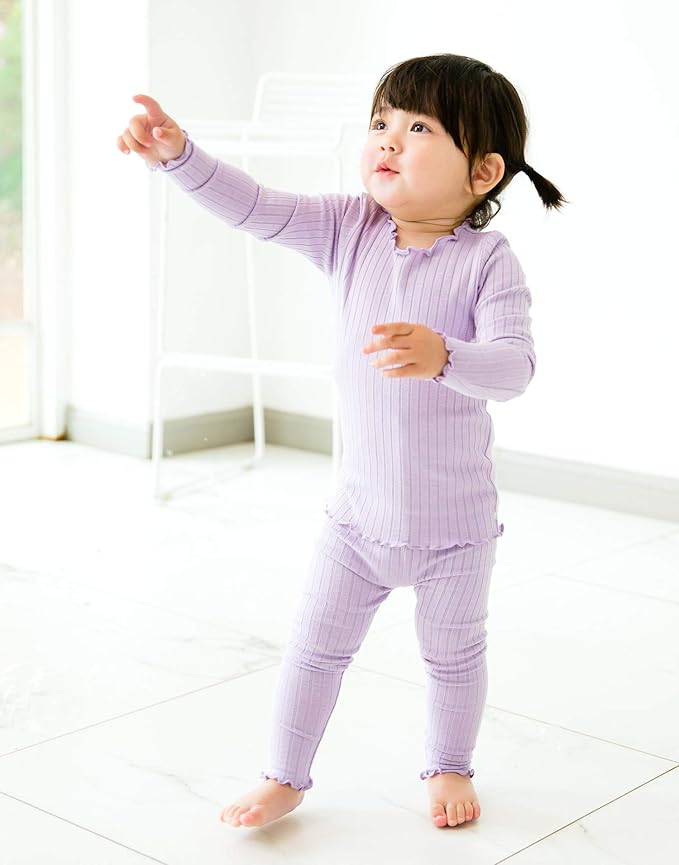 VAENAIT BABY 6M-12Y Infant Kids Toddler Junior Girls Soft Comfy Modal Tencel Shirring Sleepwear Pajamas 2pcs Set