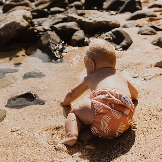 Nora's Nursery Reusable Swim Diapers and Wet Bag - One Size Fully Adjustable - Tropical 3 Pack with Wet Bag