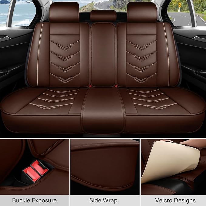 Leather Car Seat Covers Fit for LR Range Rover Sport 2023-2025, 5 Seater Waterproof and Wear-Resistant Seat Cover Interior Accessories(Full Set with Pillow,Coffee)