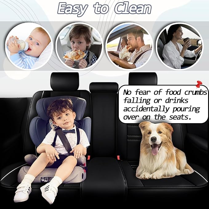 Seat Covers for Dodge Journey 2009-2020 | 5-Seats Leather Seat Covers, Easy to Install Automotive Seat Covers Full Set (Full Set, Black&White Line)