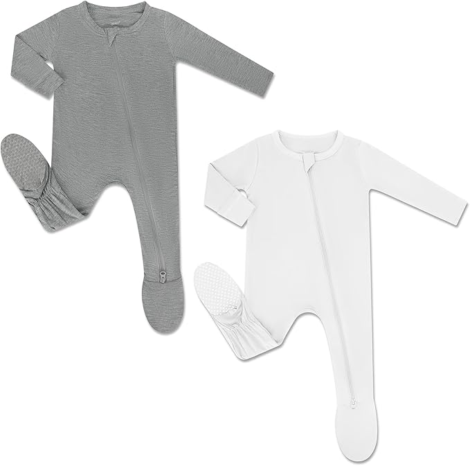 HAPIU Rayon from Bamboo Baby Footed Pajamas, 2 Way Zipper YKK, Footie for Baby Boy Girls, Newborn-24 Months
