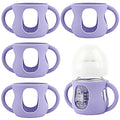 4 Pack Silicone Sleeves for Avent Natural Glass Baby Bottles, Silicone and Easy-Grip Handles for Drop Protection, Compatible with Philips Avent 4/8 OZ Glass Bottle (Light Purple, 4 OZ)