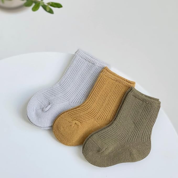 Toddler Socks Unisex Baby Baby Crew Cotton Cuff Socks for Infant Girls Stocking Stuffer for Kids 0-36 Months