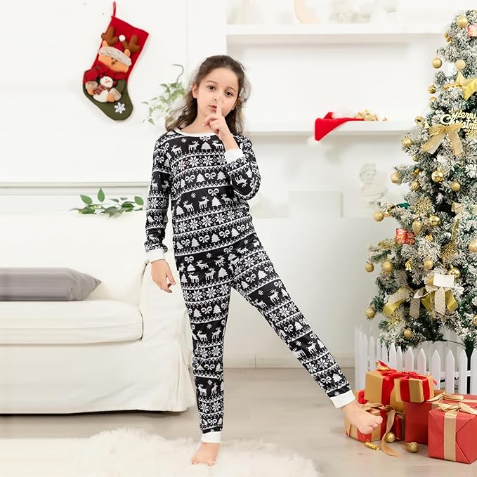 Schbbbta Family Matching Pajamas Holiday Sleepwear Long Sleeve Pjs Sets