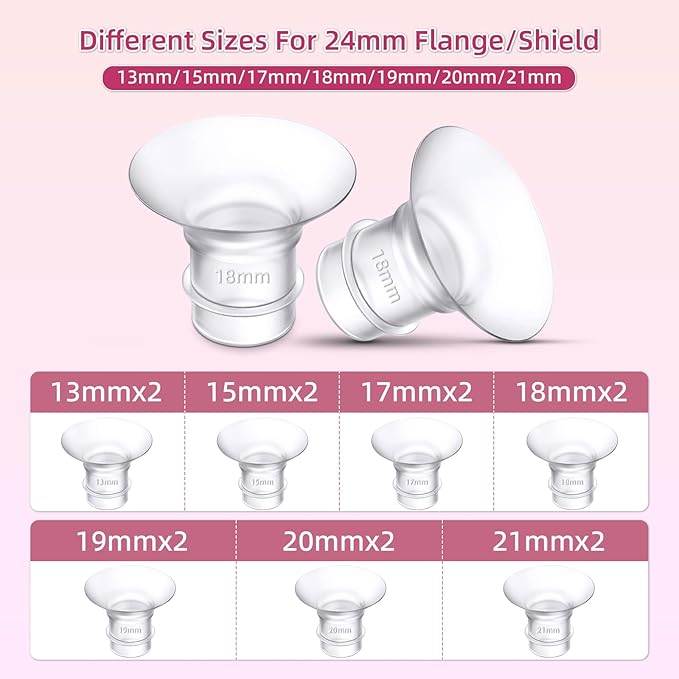 Flange Inserts 15mm 17mm for Medela,Spectra 24mm Shields/Flanges,Compatible with TSRETE,CPPSLEE,Momcozy S9/S9Pro/S12/S12Pro Wearable Breast Pump,Reduce 24mm Nipple Tunnel Down to 4pcs