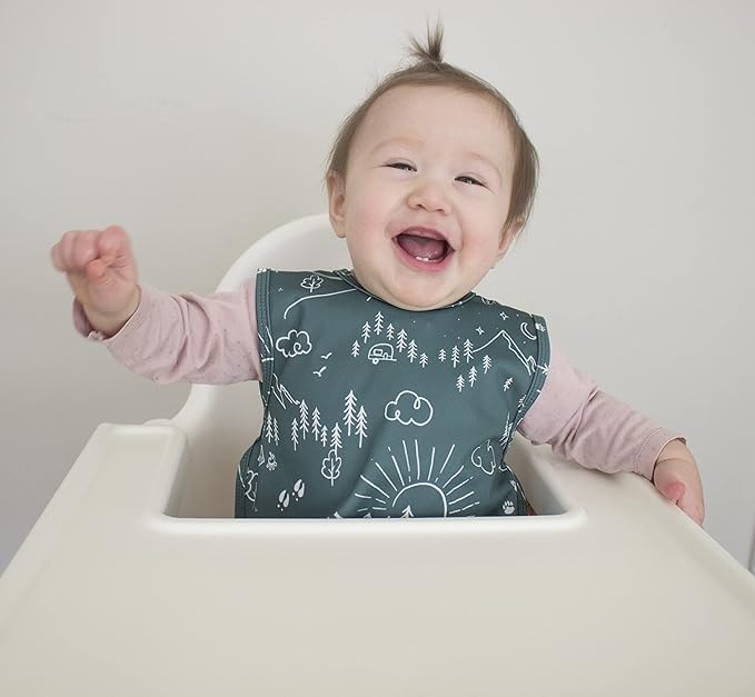 BapronBaby Pine Forest Bapron - No Neck Tie Safer Bib for Baby & Toddler - Soft Waterproof Stain Resistant - Machine Washable - Sz Baby/Toddler 6m-3T
