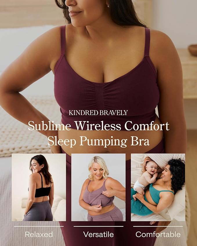 Kindred Bravely Sublime Sleep Pumping Bra Hands Free, Adjustable Pumping & Nursing Bra with EasyClip for All Breast Pumps
