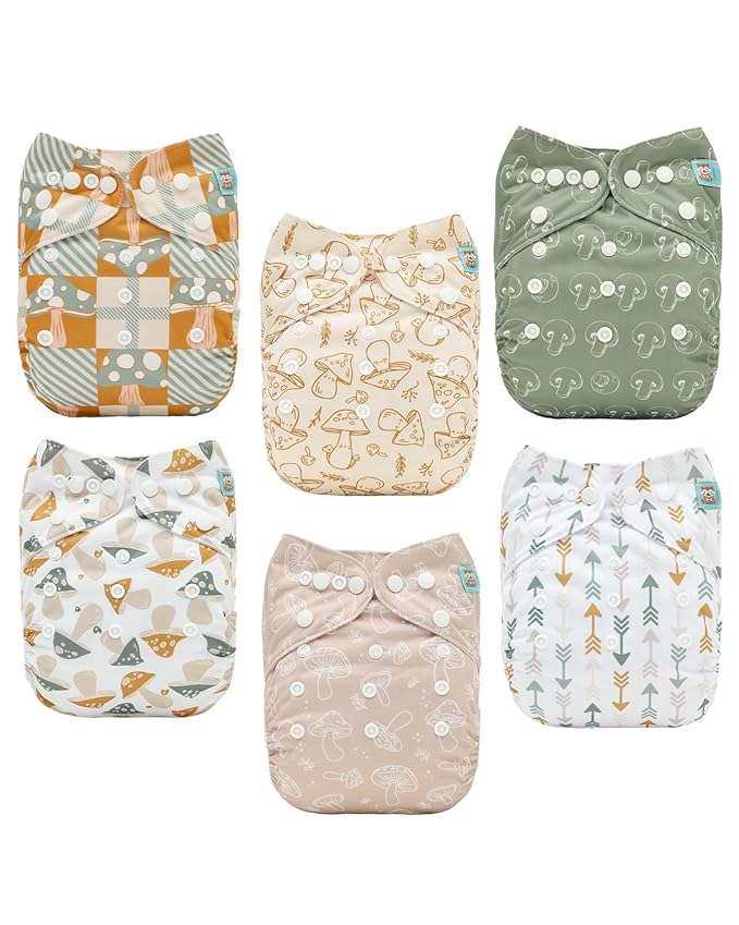 ALVABABY Baby Cloth Diapers 6 Pack with 12 Inserts Cloth Diaper Covers Adjustable Washable Reusable for Baby Girls and Boys 6DM128A
