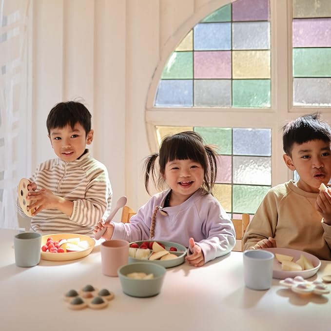 mushie Flatware Fork and Spoon Set for Toddlers | Made in Denmark (Soft Lilac)