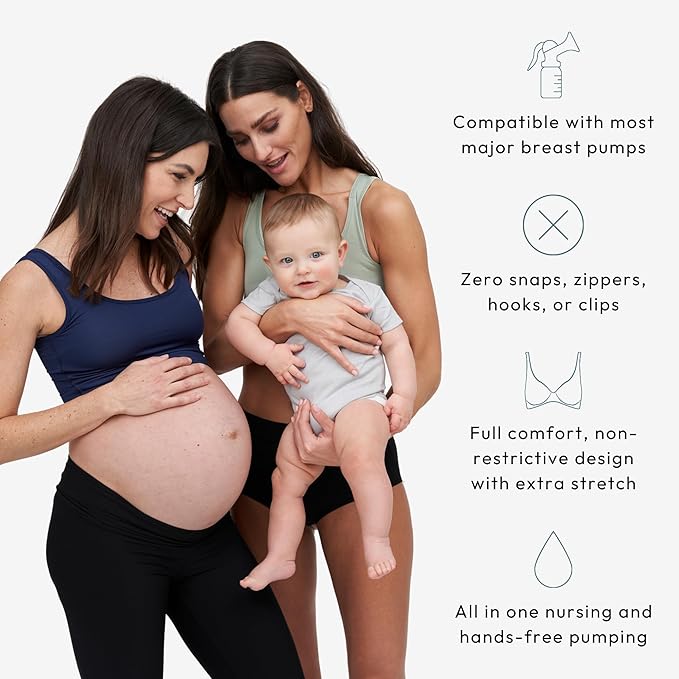 Larken Hands Free Pumping Bra for Breastfeeding | Breast Pump - Maternity Bras for Pregnancy, Pumping & Nursing Bra in One
