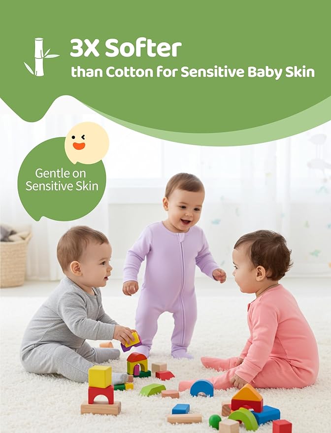 PATPAT Baby Footies Boys Girls - Bamboo Viscose - Zipper & Non-Slip Soles Romper Mitten - Footed & Footless Infant Clothes