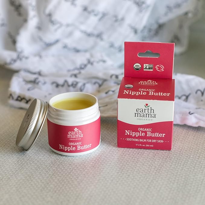 Earth Mama Organic Nipple Butter™ | Nipple Cream Safe for Breastfeeding | Postpartum Essentials for Nursing | Non Lanolin Nipple Cream, 2 fl oz (6-Pk)