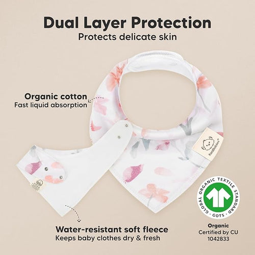 8-Pack Organic Baby Bandana Bibs for Girls - Super Absorbent Triangle Baby Bibs for Drooling and Teething Infant, 100% Cotton Extra Soft for Newborn, Infant 0-36 Months (Bloom)