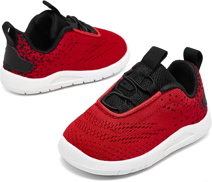 MORENDL Toddler Slip On Sneakers Baby Walking Shoes Non-Slip Breathable Unisex Pink Mesh Lace-Up Athletic Sneakers Infant Running Shoes