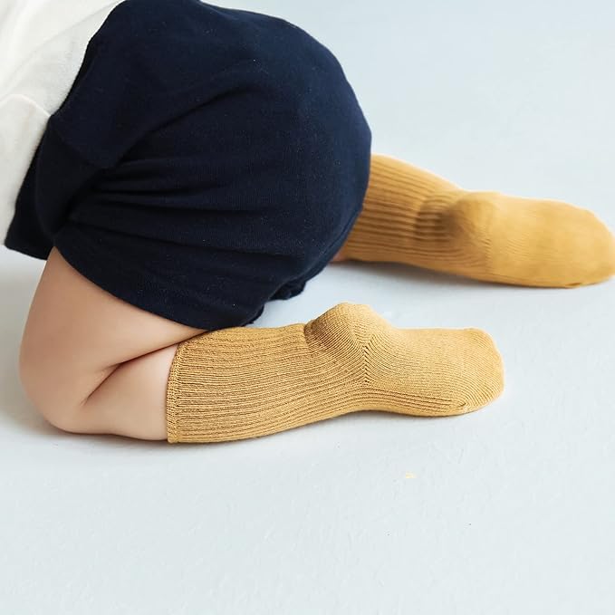 Toddler Socks Unisex Baby Baby Crew Cotton Cuff Socks for Infant Girls Stocking Stuffer for Kids 0-36 Months