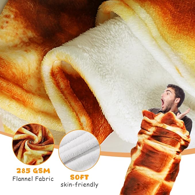 Lhedon Waffle Blanket Adult Size, 71 inch Food Blanket, Birthday Gifts for Women Men, Funny Gifts Round Flannel Blankets for Bed Couch Office Travel