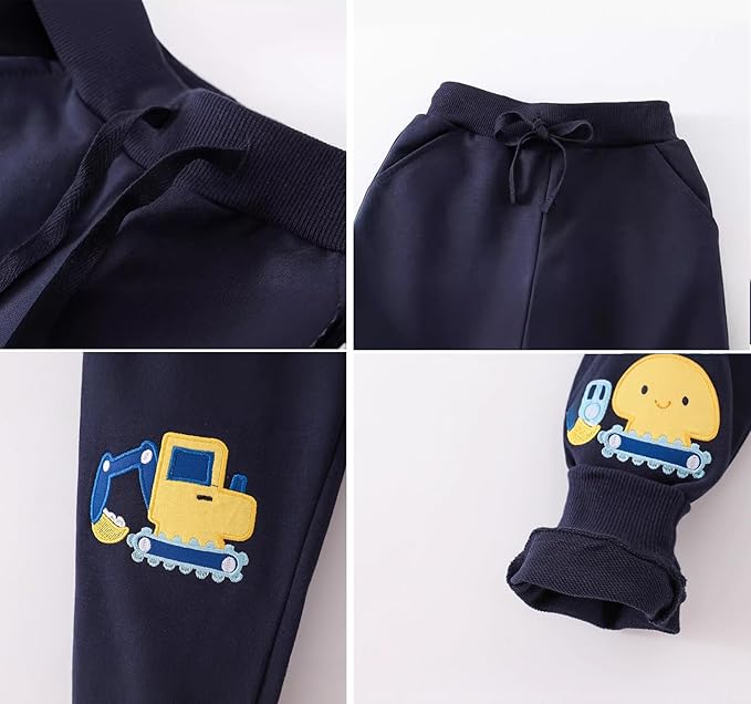 Boys Pants, Toddler 3 Pack Drawstring Elastic Sweatpants Cartoon Active Joggers