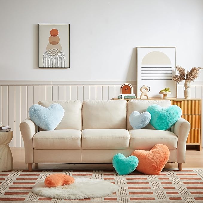 EastTree Heart Pillows, Pink Orange Heart Shaped Pillows, Ultra Soft Extra-Large Fluffy Pillows, Love Throw Pillows Gifts, Women Girls Living Room Decor 15x18 Inch