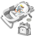 Collapsible Baby Bathtub for Newborns with Thermometer and Soft Floating Cushion Portable and Foldable Travel Baby Boy Bath Tub for Infants to Toddler 0-36 Month (Grey)