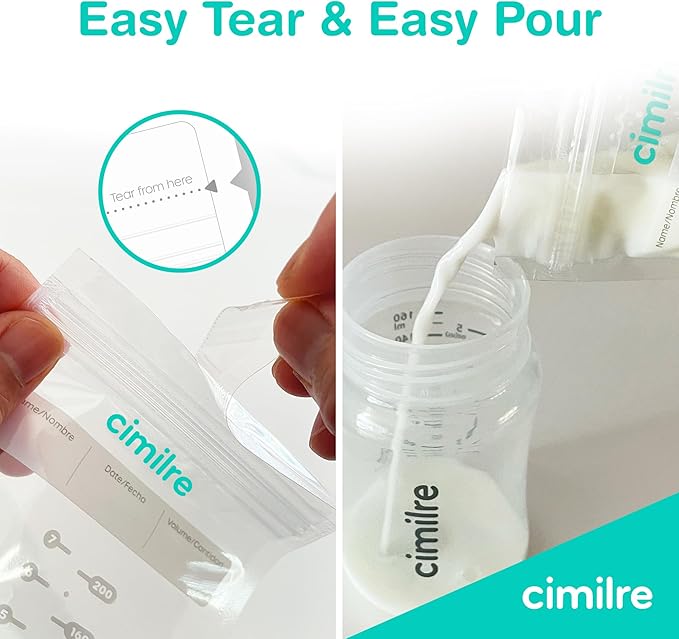 E1 Portable Breast Pump & Breast Milk Storage Bags Bundle – Compact Double Electric Pump with 120 Leak-Proof 7oz Bags for On-The-Go Pumping & Milk Storage