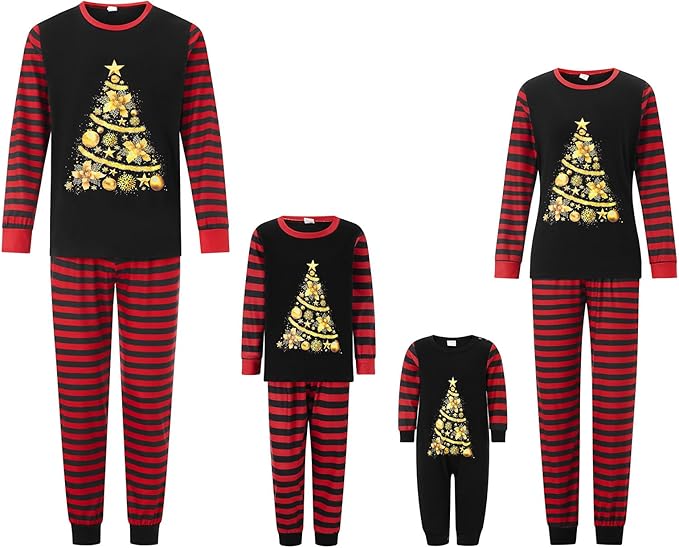 Awoscut Christmas Family Matching Pajamas Christmas Pjs Holiday Nightwear Sleepwear Sets Long Sleeve Pjs