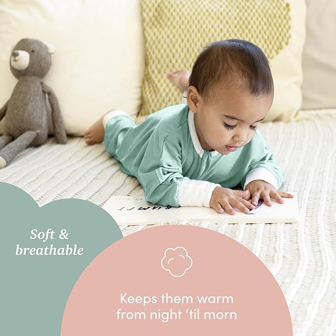 SleepingBaby Flying Squirrel Toddler Pajamas with Practical Zipper for Quick Diaper Changes and Travel Comfort - Mint - 12-24 Months