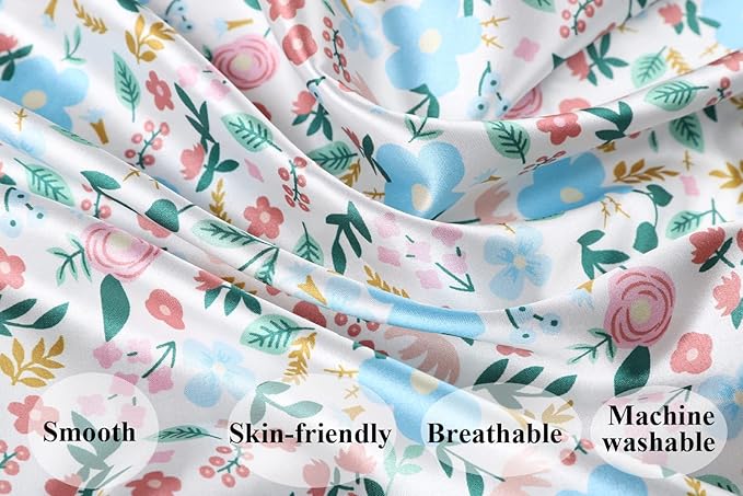 Satin Nursing Pillow Cover Set 2 Pack Ultra Soft Silk Compatible with Boppy Pillow for Breastfeeding Pillow Protect for Baby Hair and Skin Floral & Floral