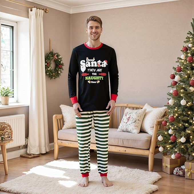 Awoscut Christmas Family Matching Pajamas Christmas Pjs Holiday Nightwear Sleepwear Sets Long Sleeve Pjs