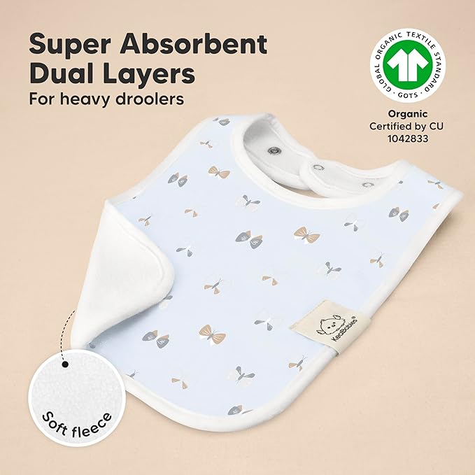 KeaBabies 8-Pack Organic Baby Bibs for Boys, Girls - Super Absorbent Cotton Drool Bibs for Baby Girl & Boy, Teething Toddler, Drooling Newborn, Ultra Soft & Machine Washable (Prairie)