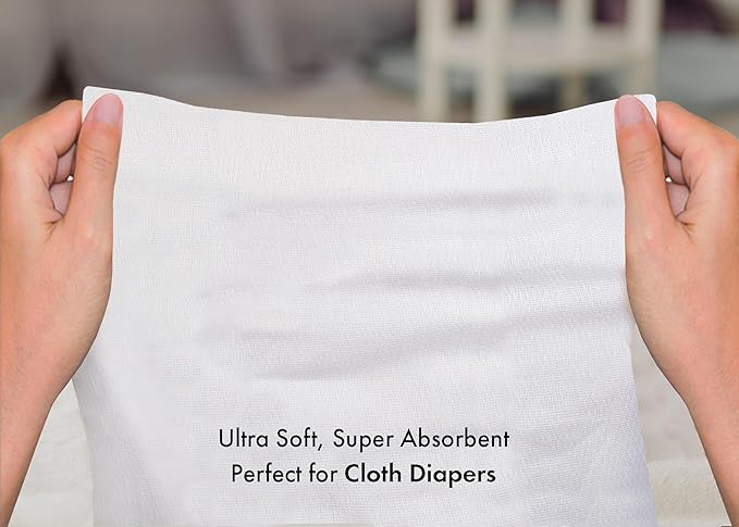 RUVANTI Unisex Birdseye Flat-Fold Cloth Diapers for Babies 6 Pack, 100% Cotton Reusable Diaper Inserts 23x23 Inches, White