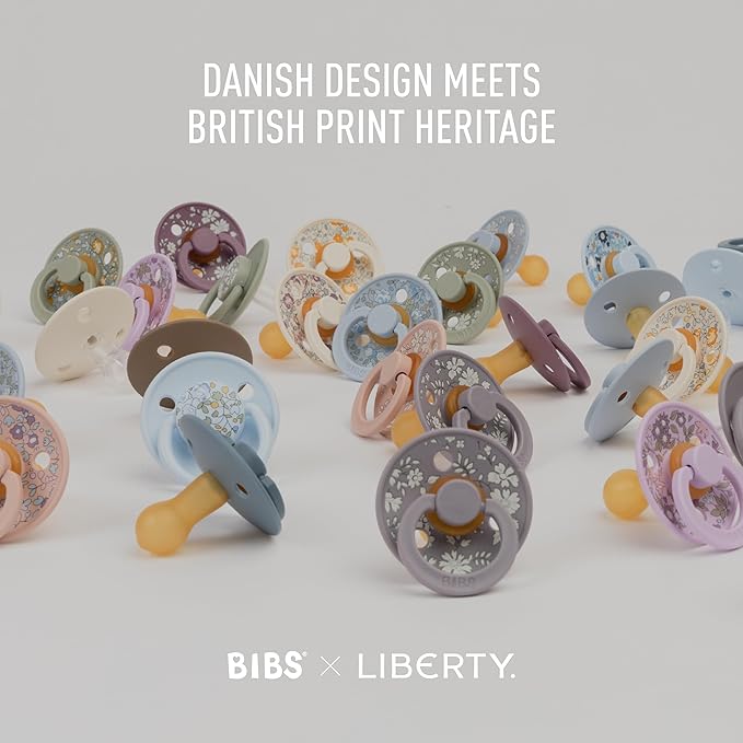 BIBS Colour Liberty Soother 2-Pack, BPA Free Dummy Pacifier, Round Nipple. Natural Rubber Latex, Made in Denmark, Size 2 (6-18 Months), Capel Sage