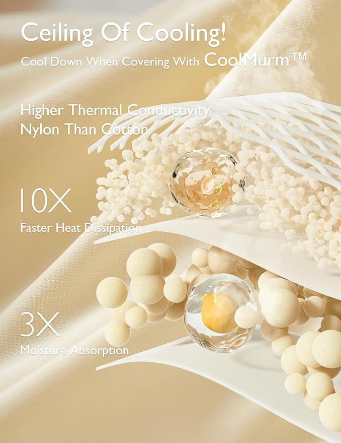 Momcozy Life CoolMurm Cooling Comforter for Hot Sleepers, Twin/Twin XL 68" x90” Soft Breathable Pregnancy Cooling Blanket, 3-Second Cooling, 8 Hours+ Stay Cool All Night, Beige Yellow
