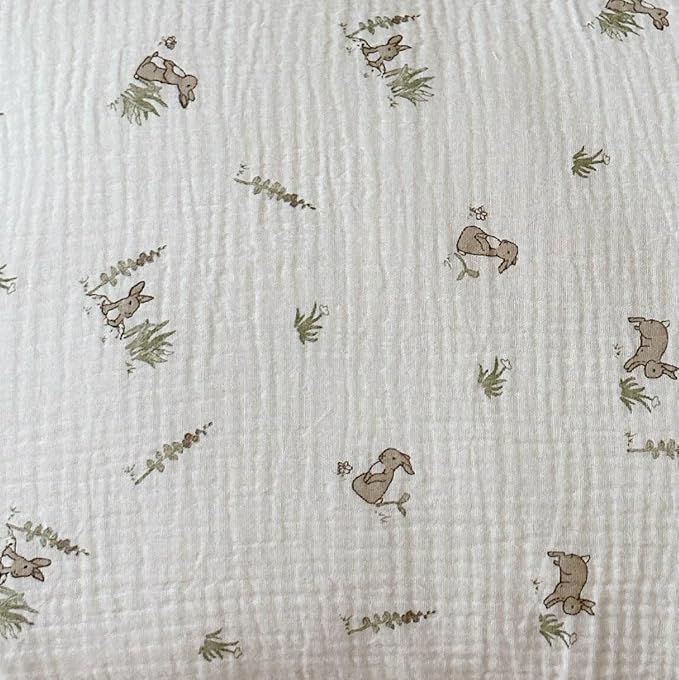 BuLuTu Muslin Toddler Pillowcase for Toddler Bed, Soft Breathable Standard Size Pillow Cover 20"x26", Animal Gray Bunny Toddler Pillow Case for Girls Boys Kids 1 2 3 4 5 6 Year Old, Envelope Closure