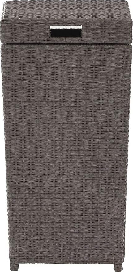 Crosley Furniture Palm Harbor Resin Wicker Outdoor Trash Can With Lid for Backyard, Patio, Deck, Balcony, Gray