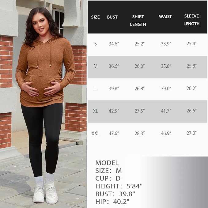 GINKANA Maternity Hoodie Long Sleeves Shirts Casual Maternity Top Pregnancy Sweatshirt Casual Clothes